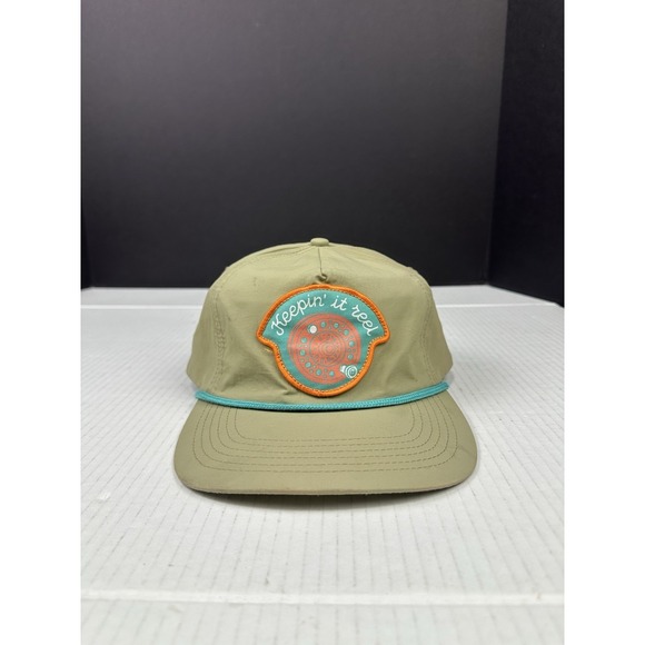 Sendero Provisions Co Keepin It Reel Beige Teal Nylon Snapback Adjustable Hat - Picture 2 of 6